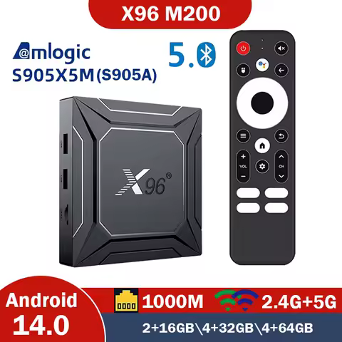 X96 M200 Smart TV BOX Android 14 Amlogic S905X5M 2.4G/5G Dual WIFI BT 1000M LAN 4GB 64GB AV1 4K Media Player Set Top Box