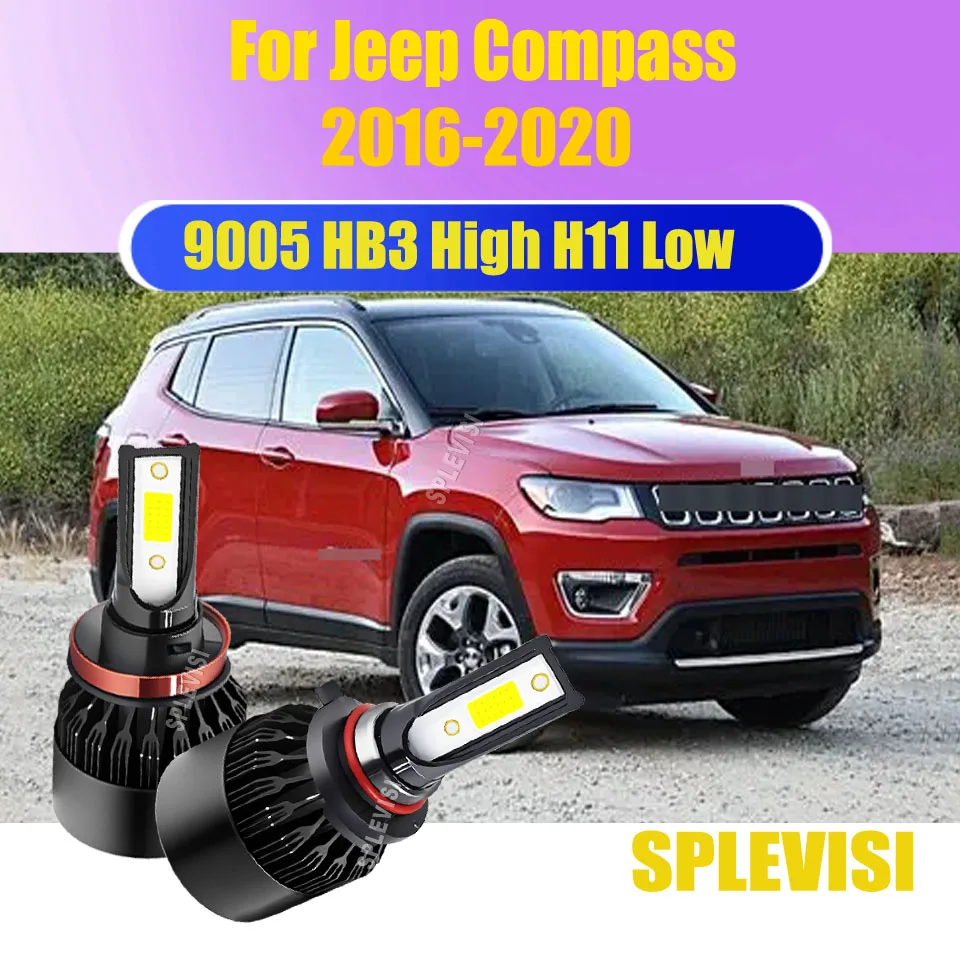 

LED 60W White Headlight Hi Low Beam - Smart Driver & Surge Protection Safe & Reliable For Jeep Compass 2016 2017 2018 2019 2020