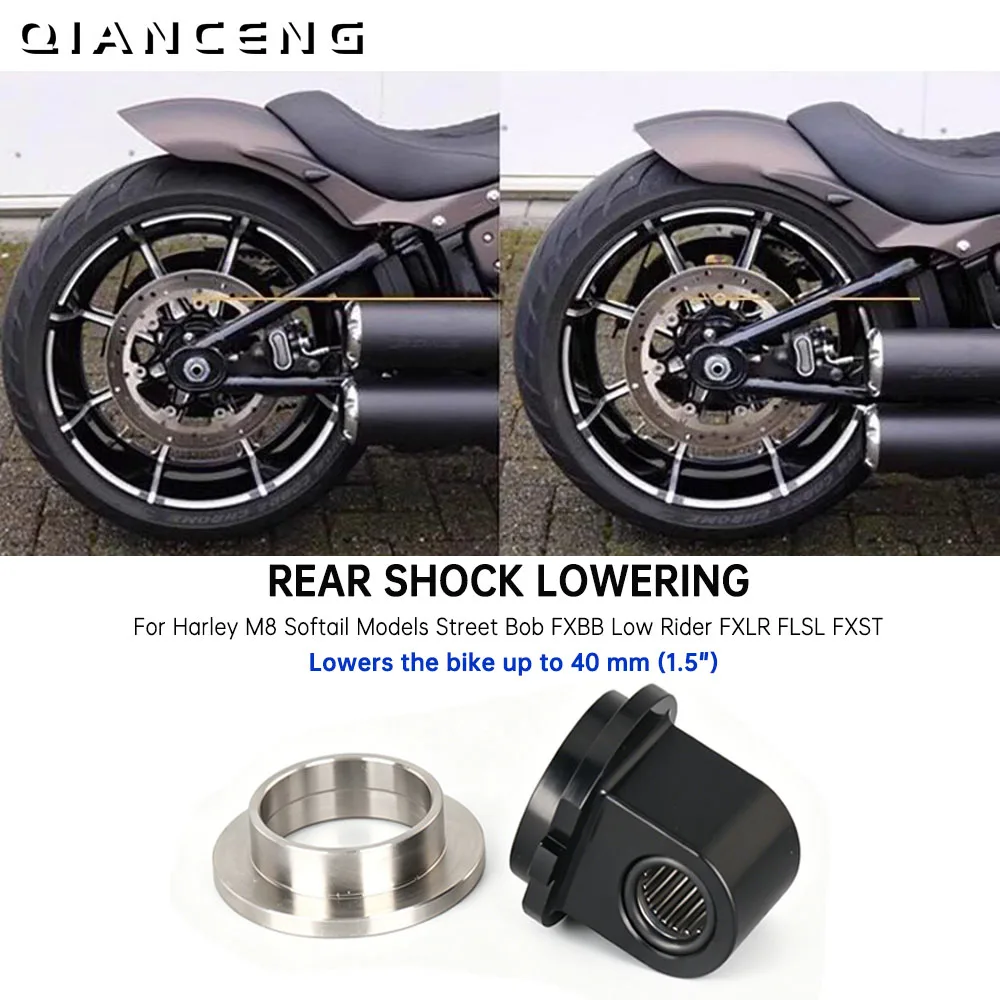 Shock Lowering Kit Fits For Harley M8 Softail Models Street Bob FXBB Low Rider FXLR FLSL FXST Without Remote Pre-load Adjuster