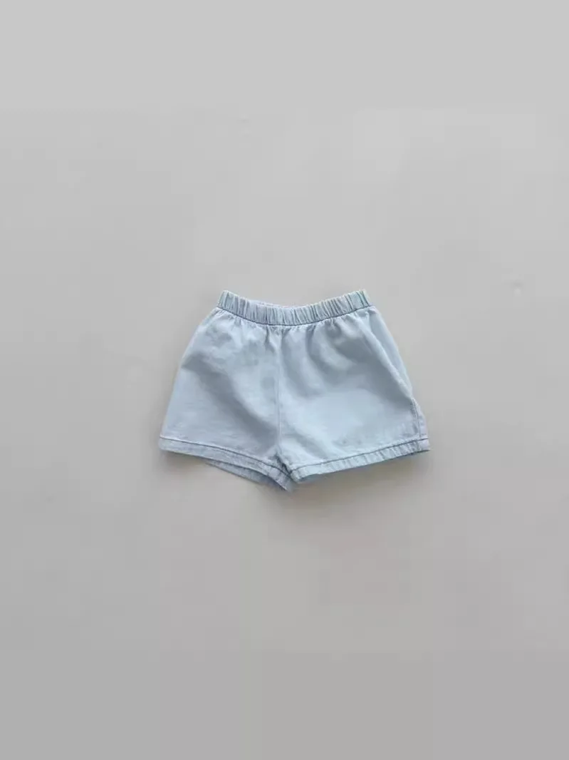 Ensemble en denim à manches courtes pour bébé, col marin, short Y +, tenues décontractées polyvalentes pour tout-petits, bébé garçon et fille, été, nouveau, 2 pièces