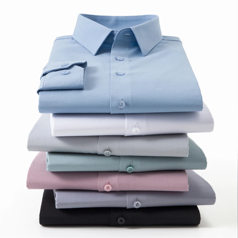 

Regular Fit Solid Shirts For Men Long Sleeve Smart Casual Silky Autumn Quality Contain Mulberry Silk Easy Care Camisas De Hombre