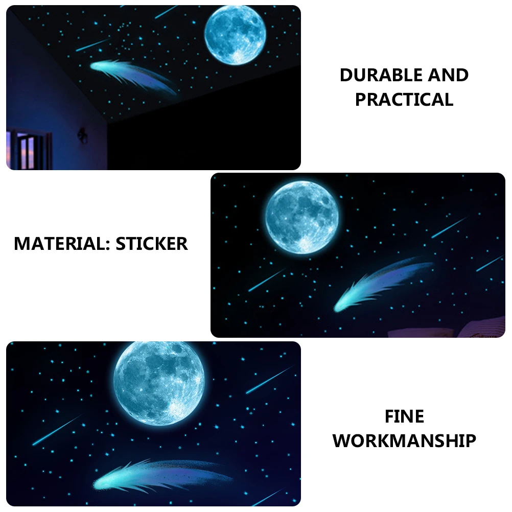 

Glow in The Dark Stickers Luminous Moon Wall Decal Full Bedroom Space Ceiling Sticker PVC Adhesive Kids Room Decor