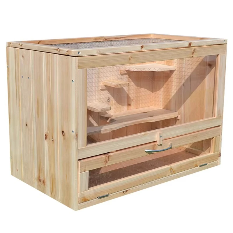 

Hamster Den Solid Wood Cage Pet Toy House Villa Plexiglass