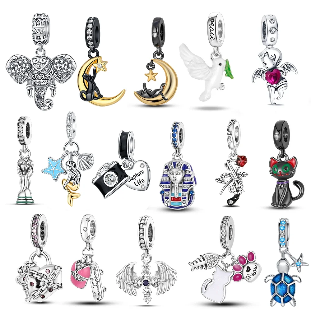 

925 Silver Butterfly Cupid Charms Fit Pandora 925 Original Bracelet Charms Pendientes Mujer Necklace Charms for Jewelry Making