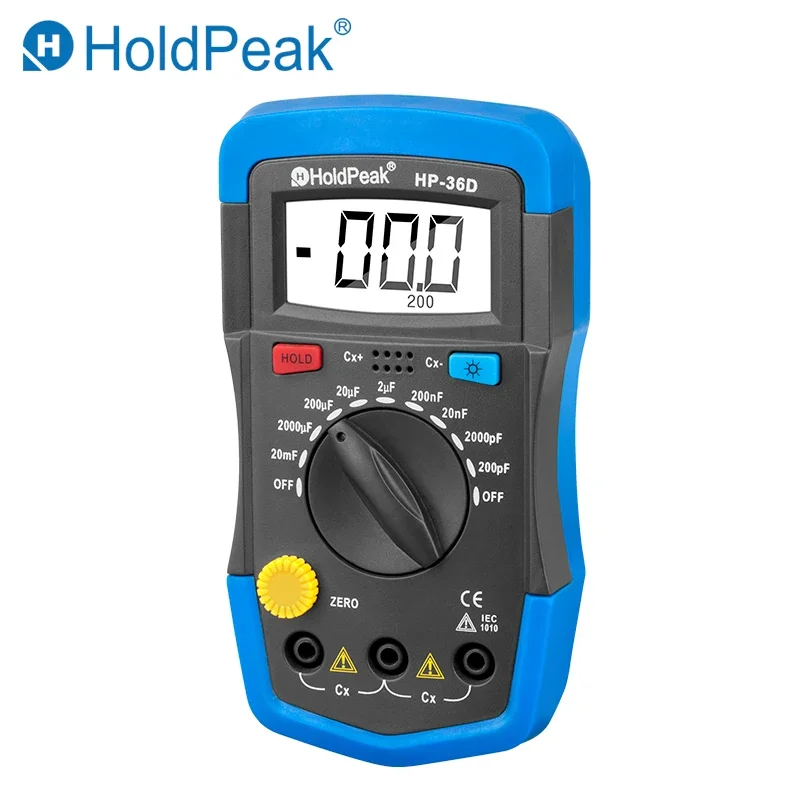 HoldPeak HP-36D misuratore di capacità digitale capacimetro portatile tester 1999 conteggi condensatore strumento diagnostico elettronico