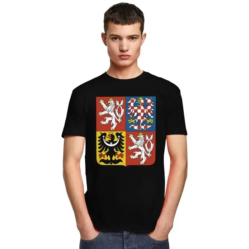 Short Sleeve Tops Male Coat Of Arms The Czech Republic T Shirts Short-Sleeve Cotton Tshirt Streetwear T-shirt Summer Tee Apparel