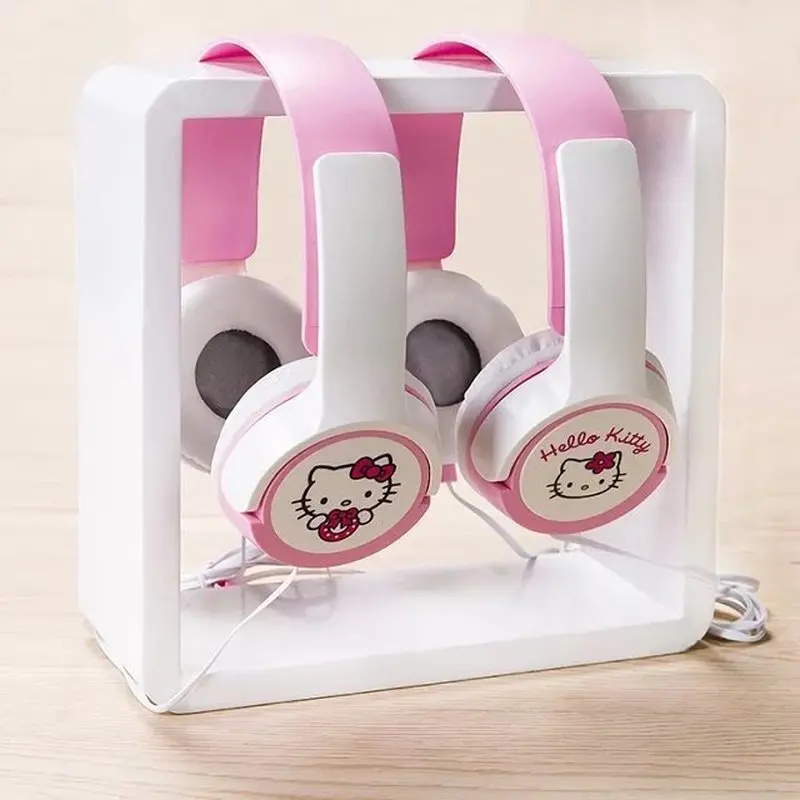 New Hello Kitty Headset Sanrio Headwear Cartoon Creative Cute Kt Cat Headset With Microphone Mobile Computer Stereo Headset Gift