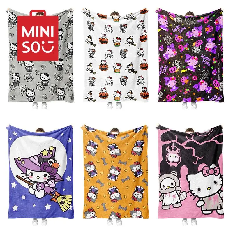 Hello Kitty Sanrio Halloween Blanket Anime Kawaii Cute Dormitory Thickening Car Sleep Sofa Siesta Blanket Decoration Toys Girls