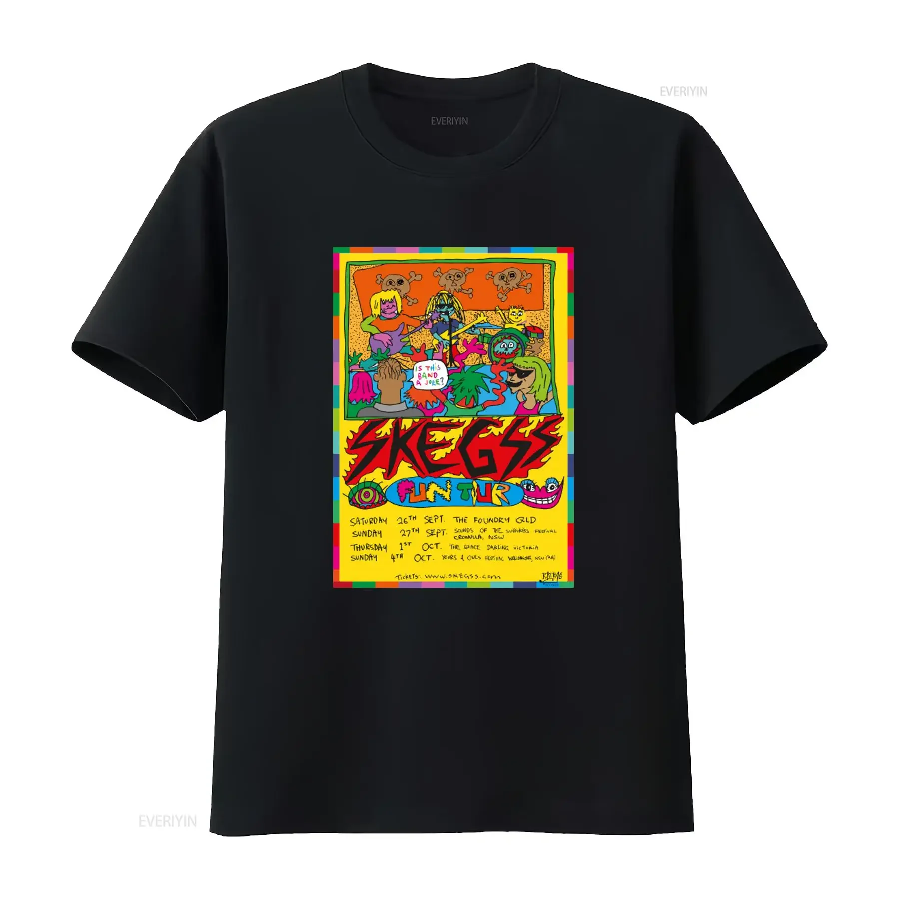 Skegss Punk Alternative Rock Heavy Cotton T Shirt with Fun Tour Band Print vintage Washed Top For Everyday Wear Stylish Casual