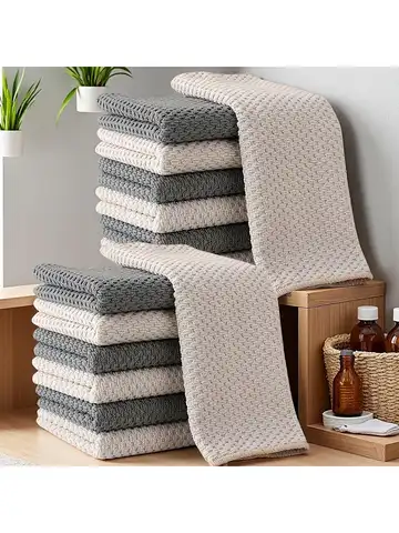 Soft Microfiber Kitchen Towels And Cloths 6/12/24-Pack Highly Absorbent Double-Sided Texture Waffle Weave Easy to Clean