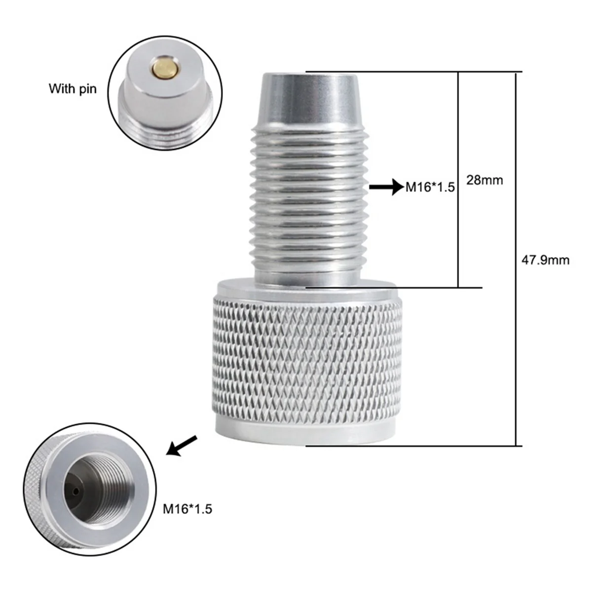 One Way CO2 Adaptador Saver, Roscas M16x1.5, 88G, 90G, Prata