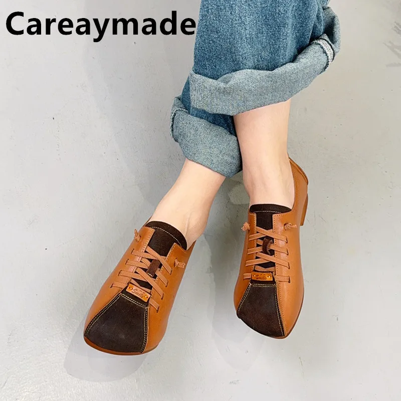 

Careaymade-женские туфли на плоской подошве из натуральной кожи ручной работы, удобная повседневная женская обувь в стиле ретро на плоской подошве, очень мягкая повседневная обувь