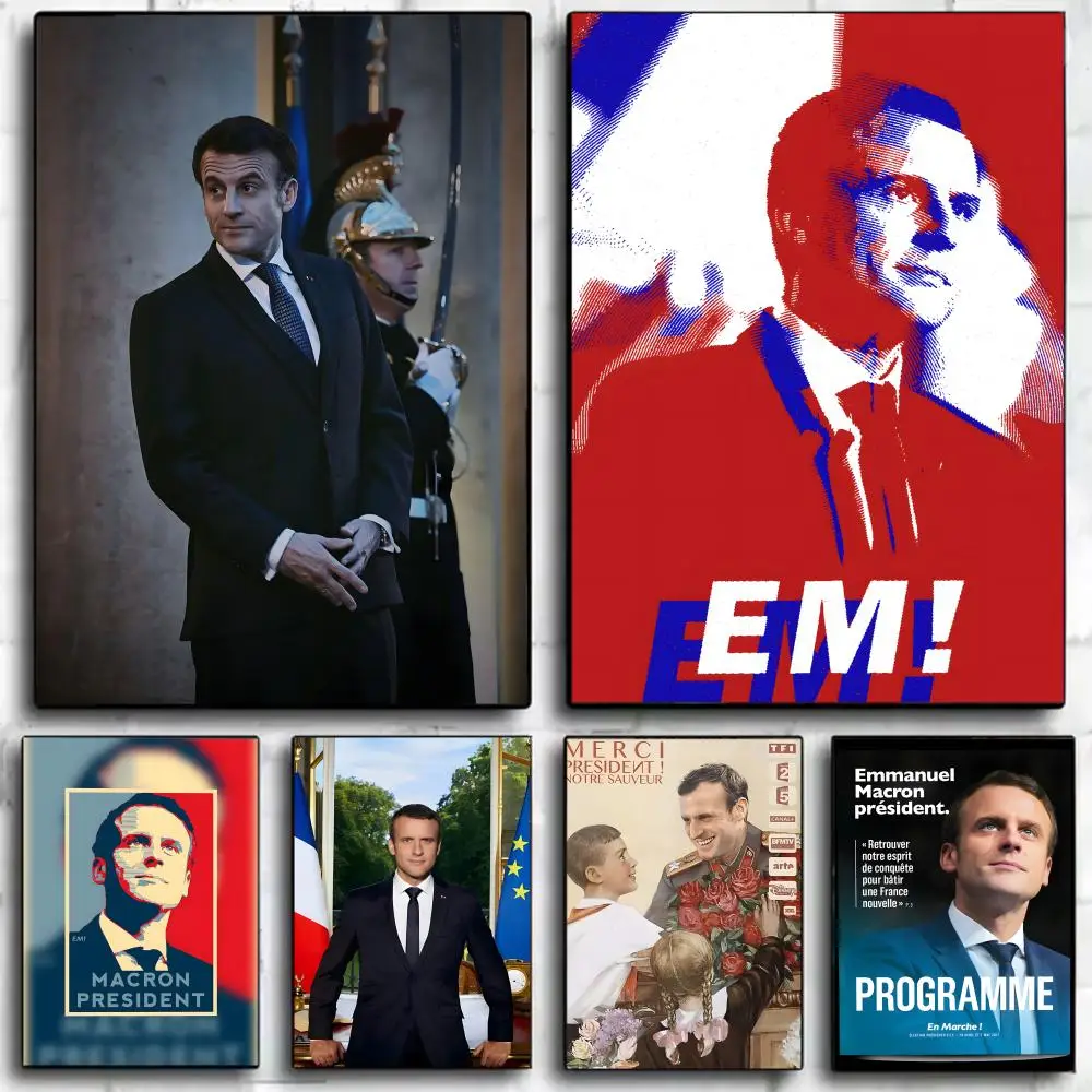 Affiche murale décorative de l'homme politique réformateur E-Emmanuel M-Macron, impression artistique, décoration murale, décoration de la maison, cadeau, sans cadre