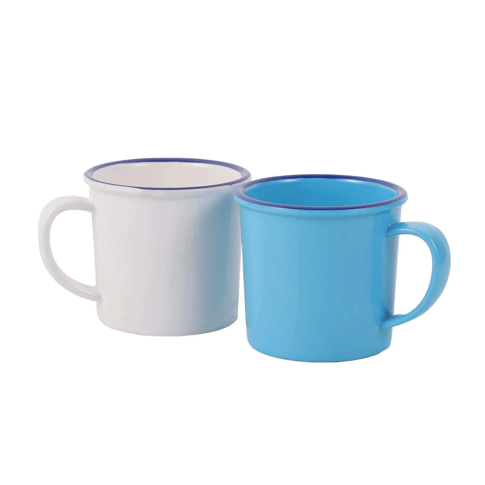 

2Pcs Vintage Retro Tea Mugs Set Thick Imitation Enamel Cups Comfortable Handle Hot Pot Drink Cups Assorted Colors