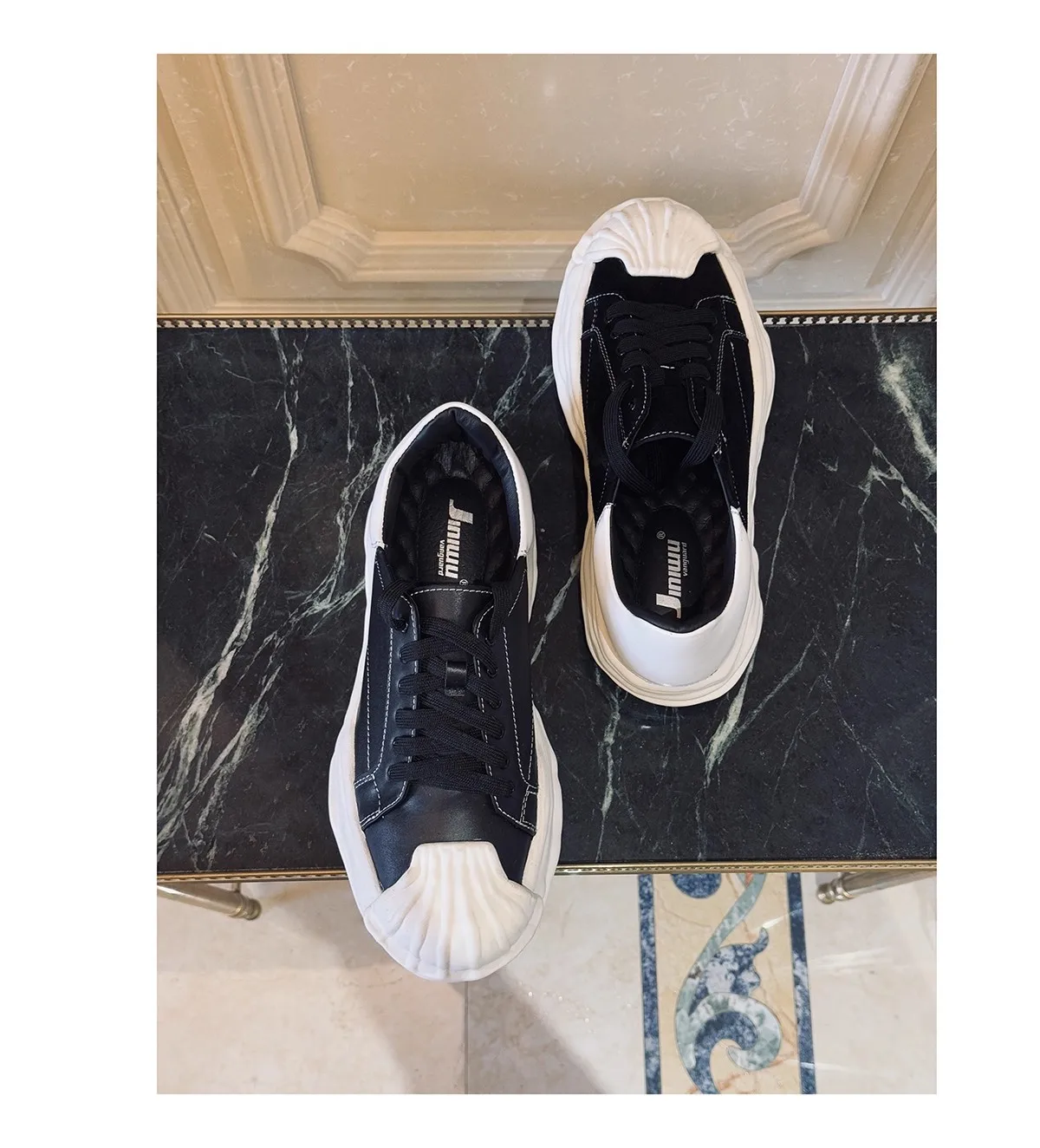 JINIWU 2026 Autumn Winter New Silver White Men Dad Shoes 8CM Height Increasing Genuine Leather Trendy Casual Sneakers