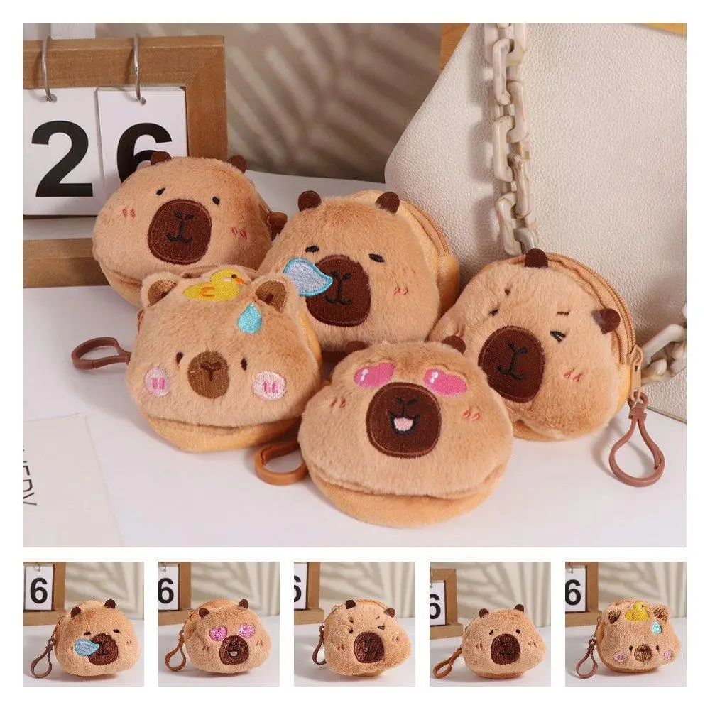 Zipper Capybara Coin Purse Wallet Bag Pendant Money Bag Capybara Plush Purse Bag Protective Case Coin Pouch