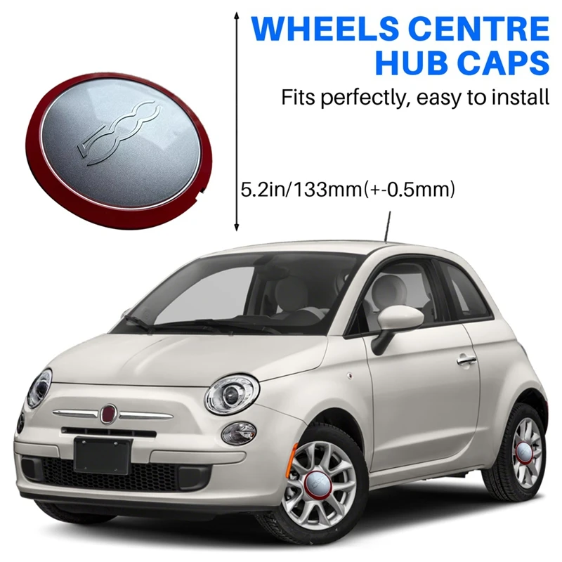 133Mm Hubcap For Fiat 500 Wheels Centre Hub Caps Dust Cover 68078419AC 68078421AC