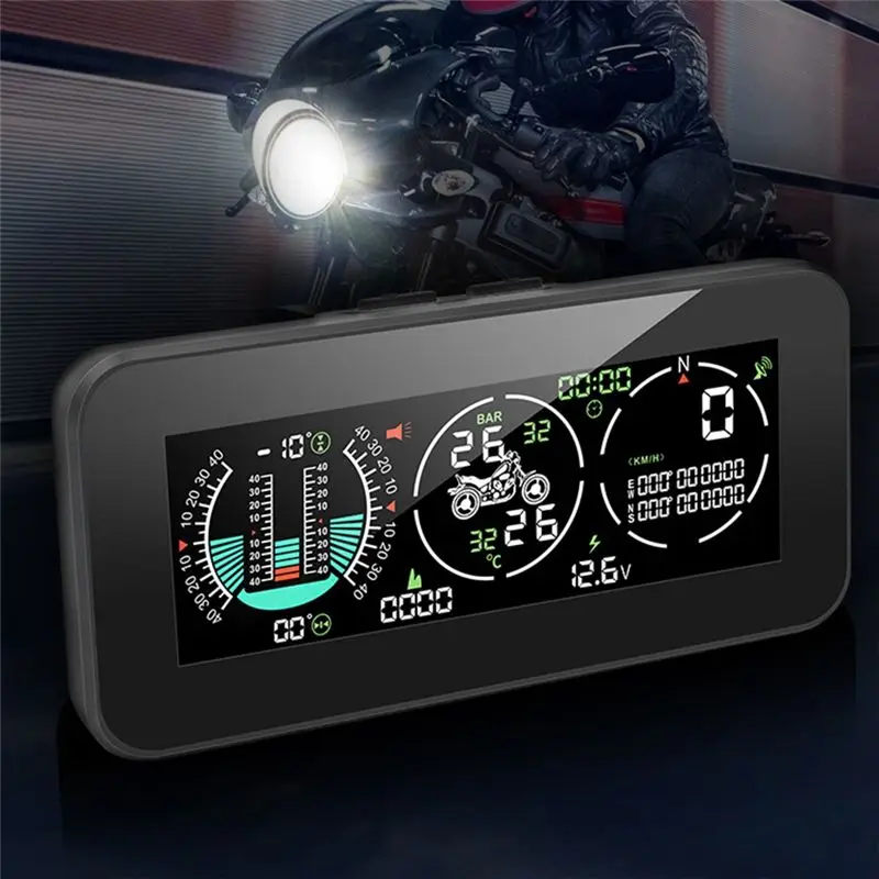 A23Z F3 Motorcycle Tire Pressure Monitor GPS Speedometer Vehicle Speed Tachometer Slope Meter TPMS LCD Digital HUD