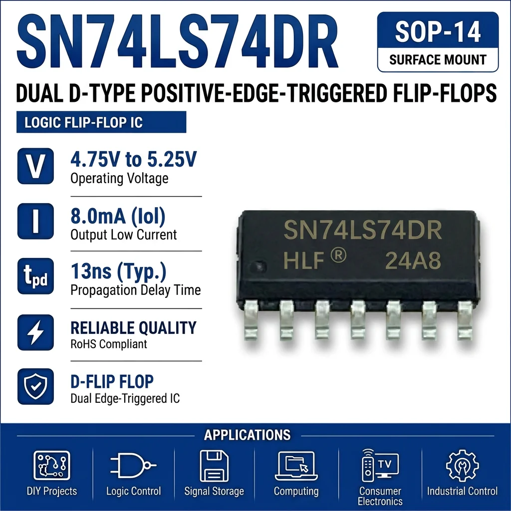 (25 pcs) SN74LS47N DIP-16 / SN74LS47DR SOP-16 SN74LS47 BCD-to-7-Segment Decoder/Driver Active Low Open Collector