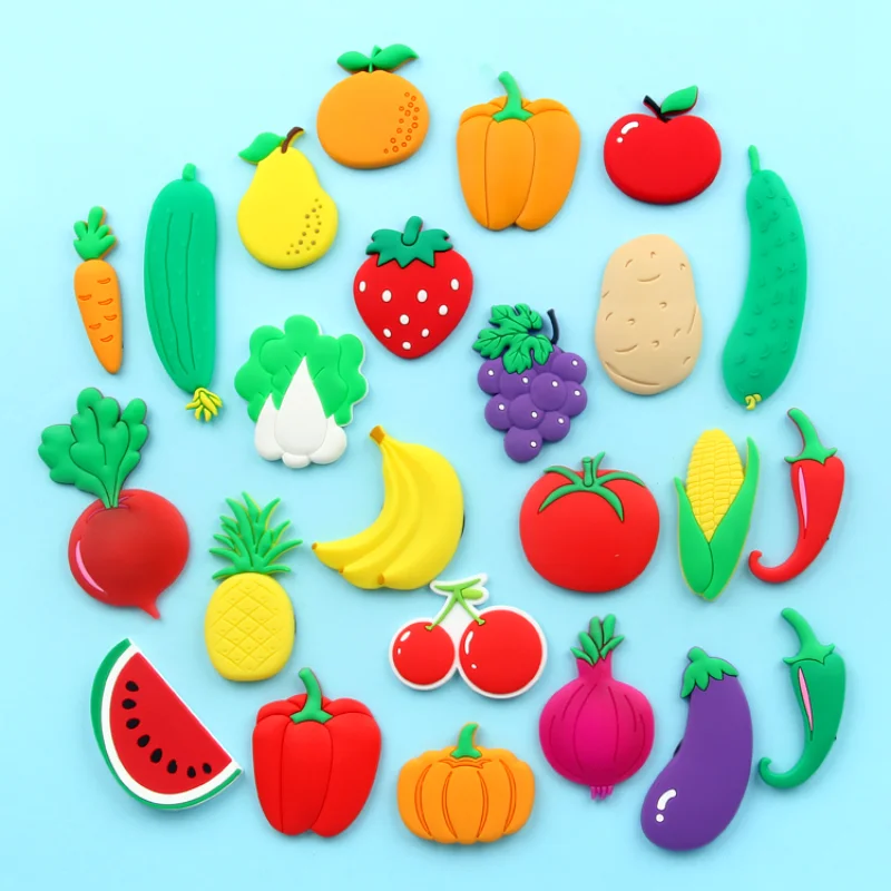 Refrigerator stickers creative cartoon fruit soft glue early teaching  magnet  magnetic clasp home decorations