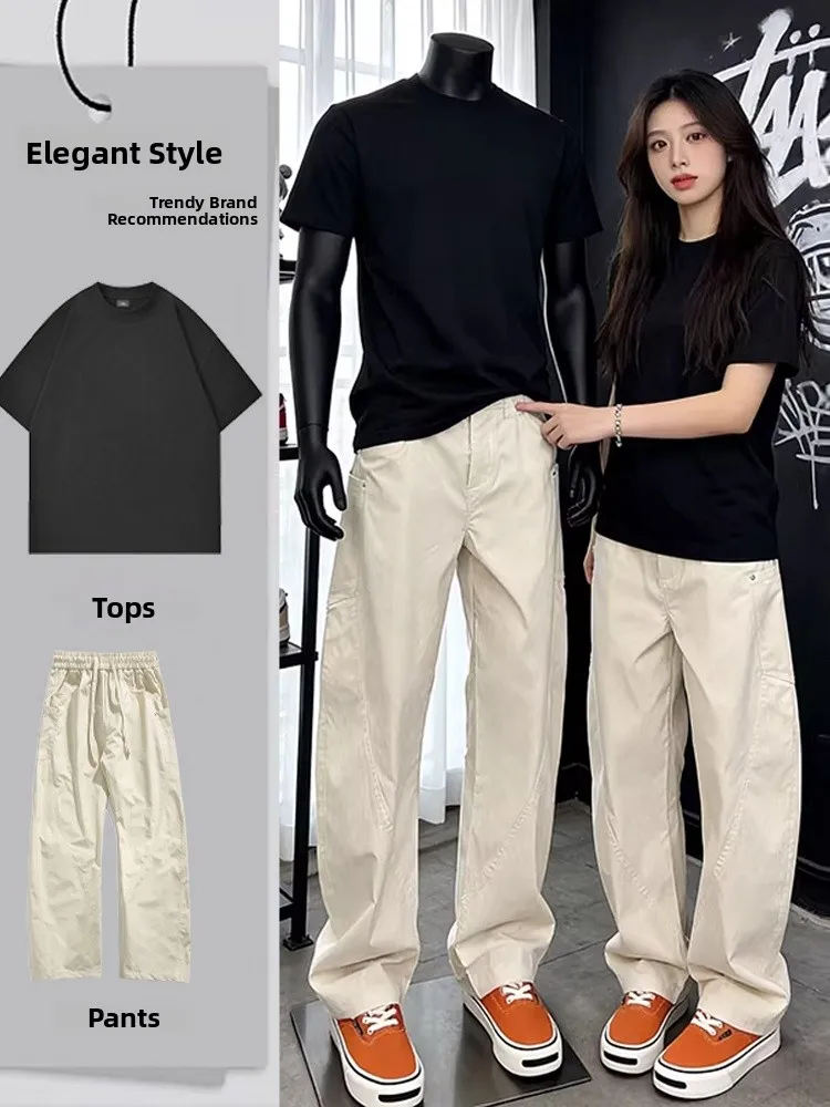 

Cool Men's Sportswear Set Short Sleeve Quick Dry Sword Pants Casual Fashion Early Spring Teenage Summer T-Shirt Long Pants