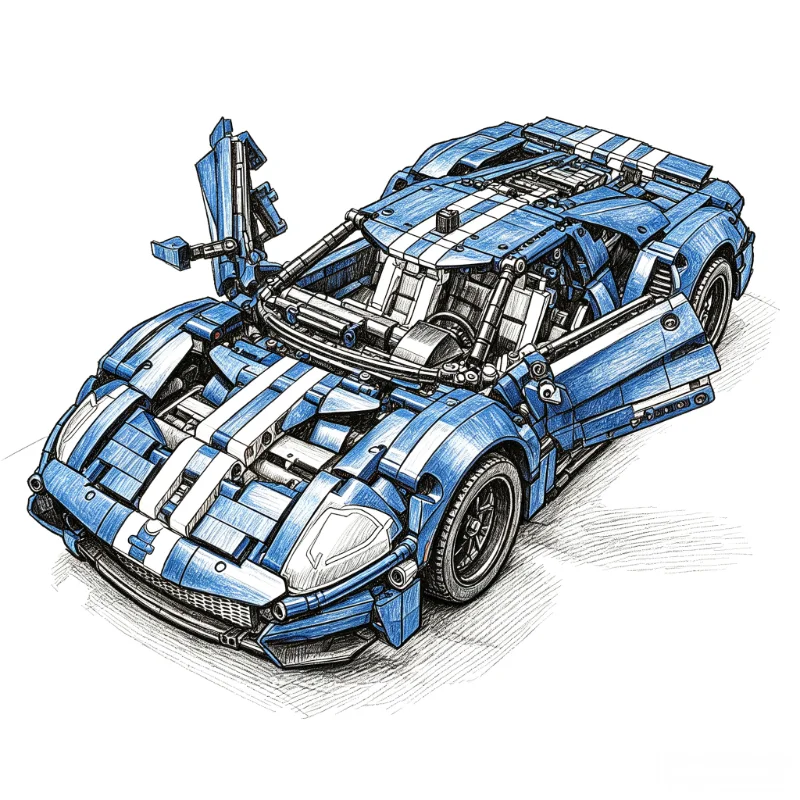 1468Pcs 1:8 Scale Supercar Model Building Blocks Kit DIY Assembly Racing Vehicle Bricks Toy For Adults Birthday Collection Gifts