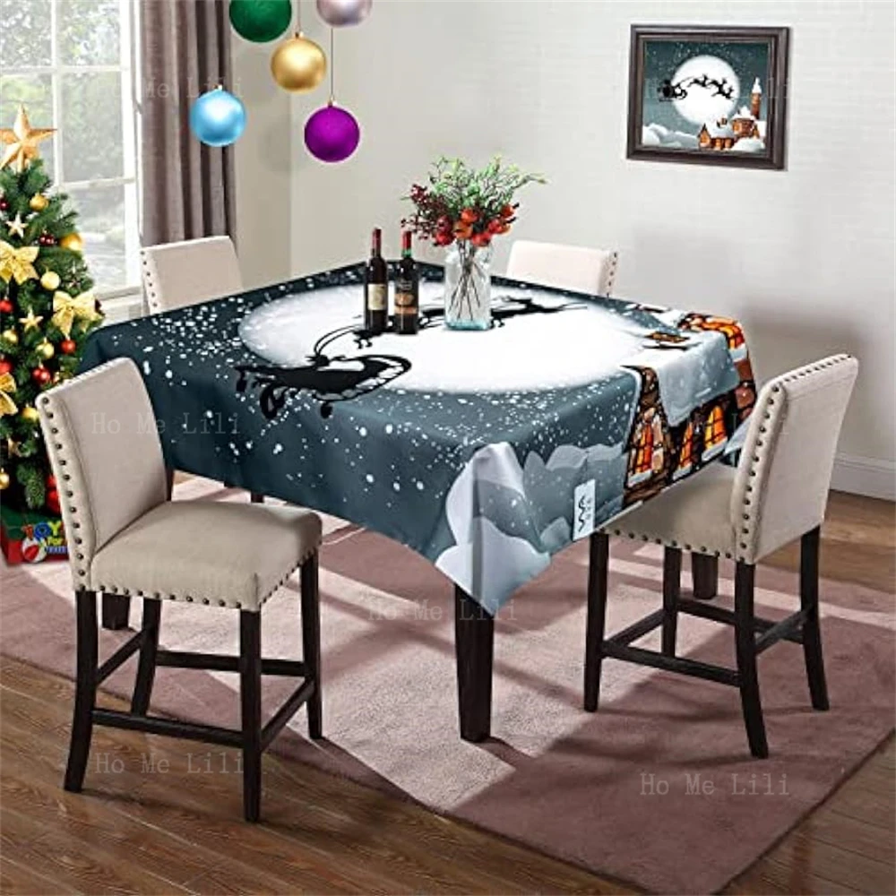 Christmas Holiday Decorations Winter Santa Sleigh New Year Gifts Printed Square Tablecloth Home Kitchen Party Dinner Decorations