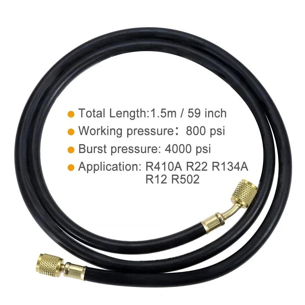 59inch AC 800PSI Refrigeration Charging Hose Guage HVAC Hoses 1/4