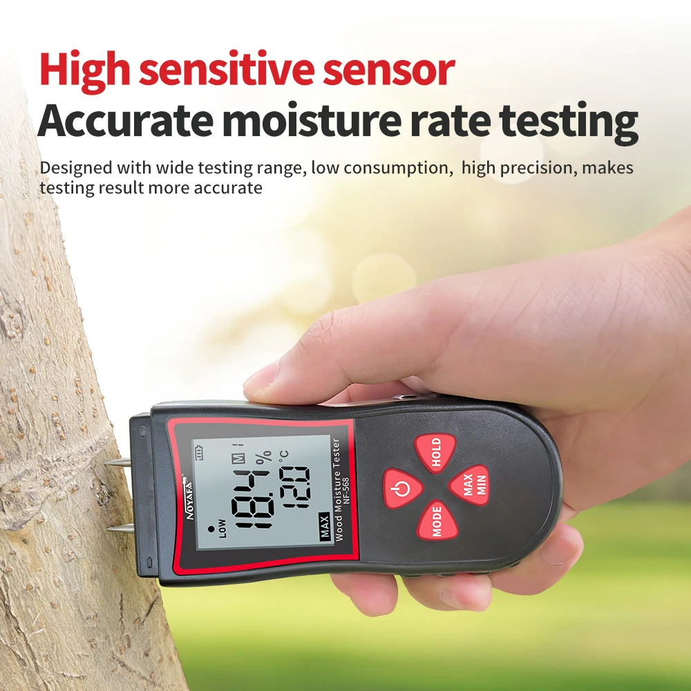 NOYAFA NF 568 Digital Wood Moisture Meter Timber Damp Tester Humidity Meter Two Pins Hygrometer Concrete Cement Brick Detector