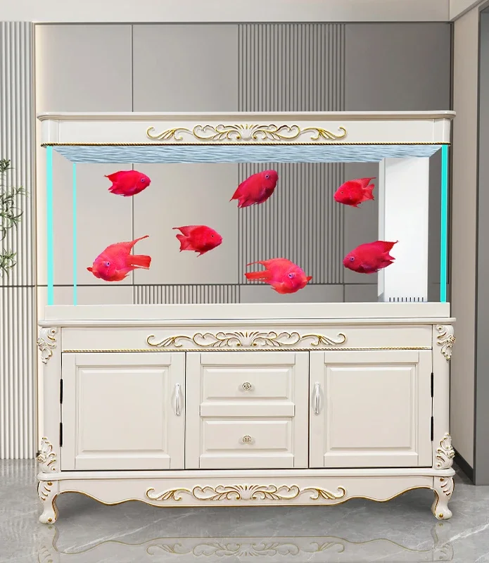 

Living room household solid wood bottom cabinet bottom filter ultra white silent partition screen aquarium