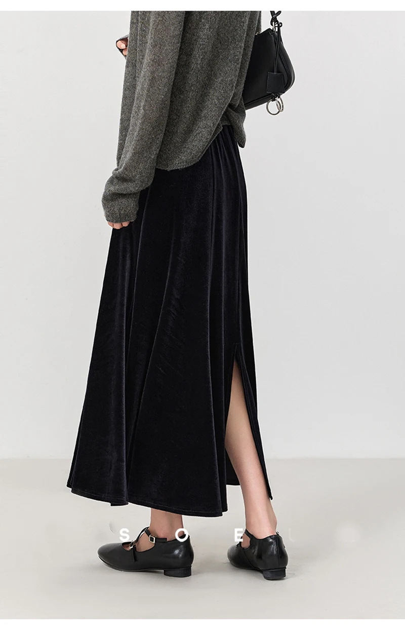 Natural Mulberry Silk Velvet Women's Half-length Skirt, Elegant and Simple, Loose Fit, Shiny and Smooth, Comfortable to Wear