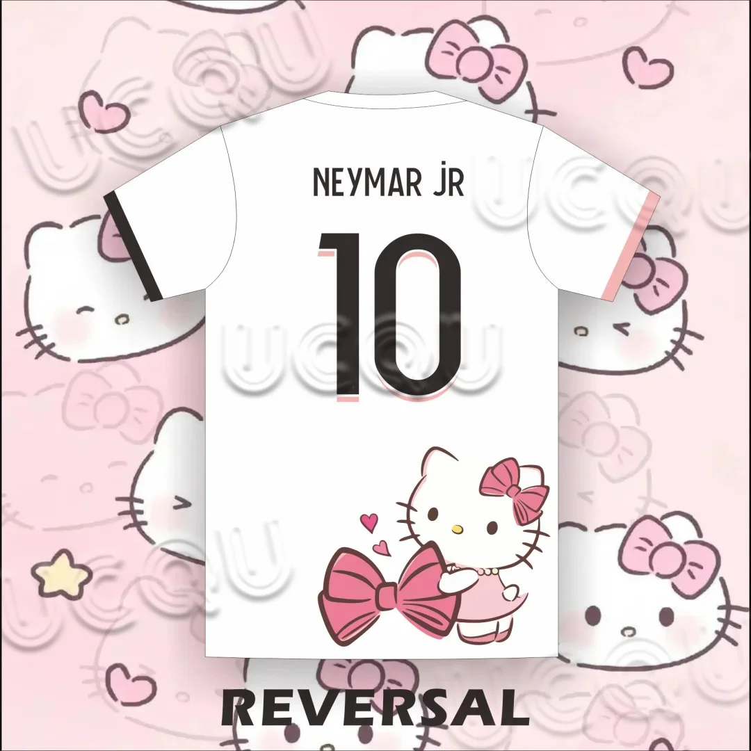 Miniso Sanrio Hello Kitty Children's Casual Shirt Men's Women's Same Style Sports Shirt Paris No.10 Neymar Loose Fashion Shirt