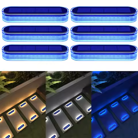 4/6Pcs LED Solar Deck Lights Auto ON/Off Stick On Solor Powered Stair Lights IP68 Waterproof For Outdoor Garden Patio Pathway