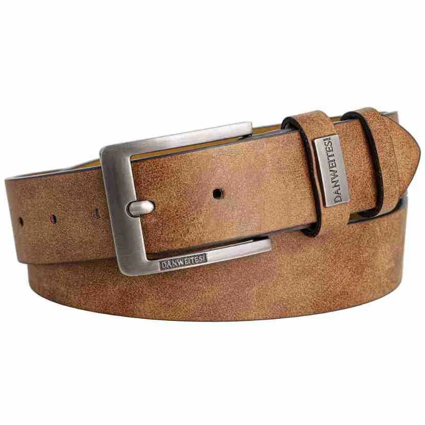 Herren-Gürtel mit Vintage-Dornschließe aus Legierung, lässiger Business-Gürtel aus schlichtem PU-Leder, modischer und vielseitiger Gürtel für junge und mittelalte Männer. – Detail 4