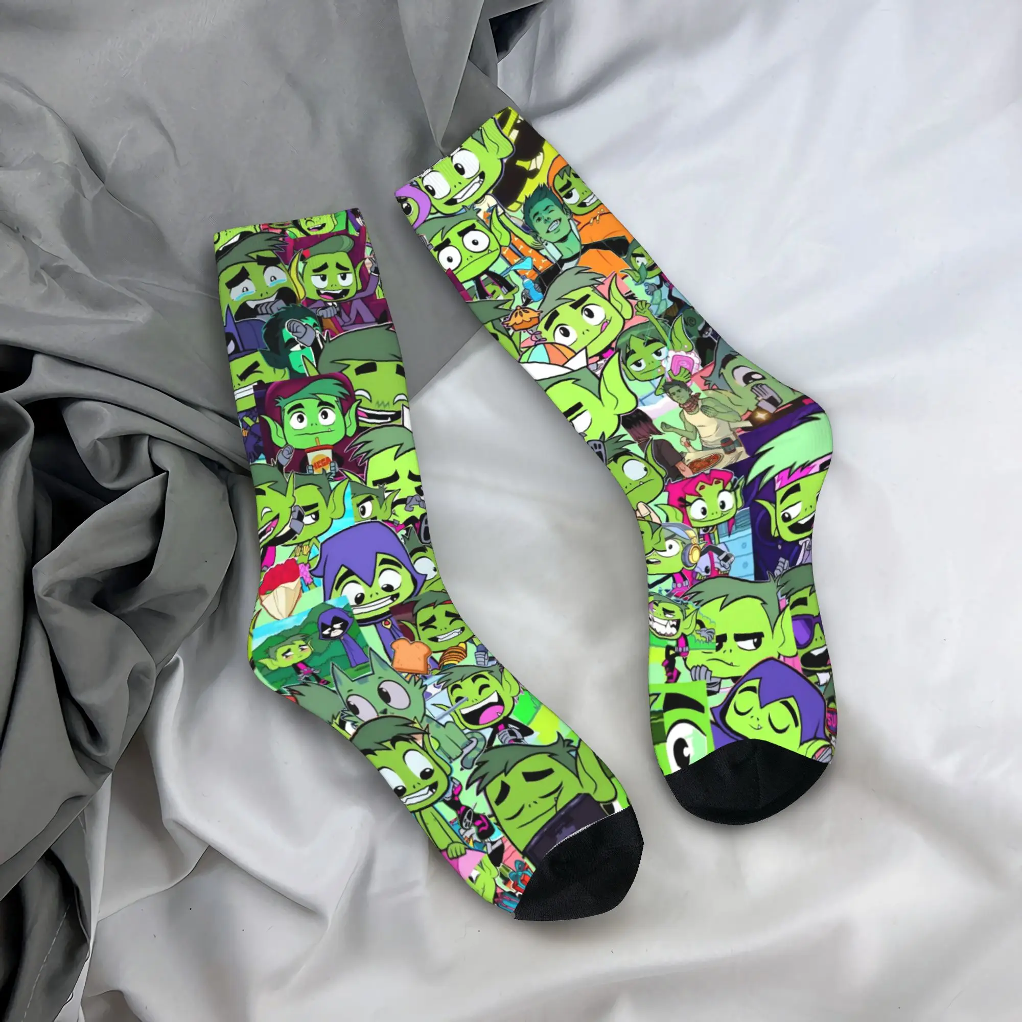 

Teens Titans Go Beast Boy Stockings Men's Socks Quality Funny Socks Winter Outdoor Anti Skid Design Socks Gift