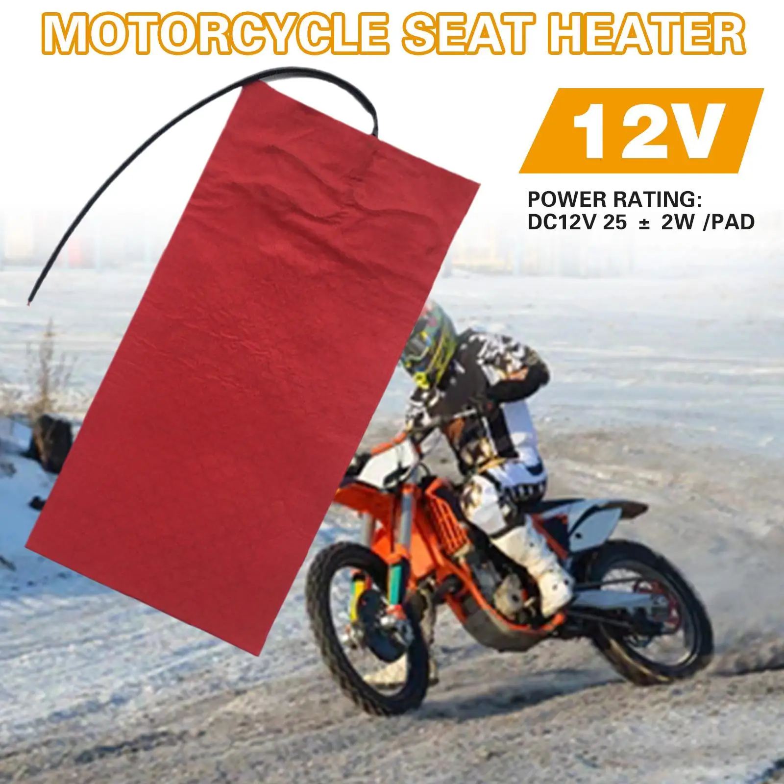 12V Universal Waterproof Motorcycle ATV Seat Heated Cushion Carbon Fiber Pad Electric Heating Pad Mat For Winter Warmer I4A2