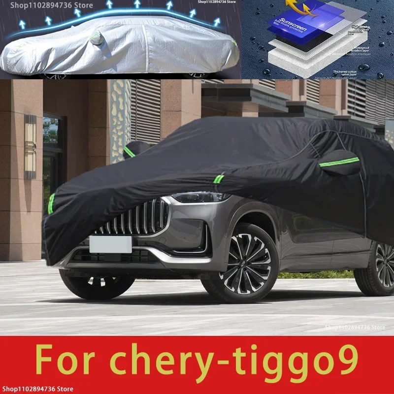 

For chery tiggo 9 fit Outdoor Protection Full Car Covers Snow Cover Sunshade Waterproof Dustproof Exterior black car cover