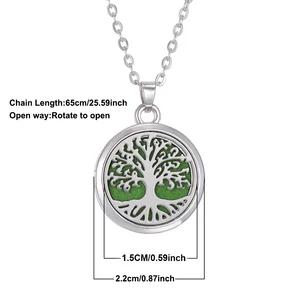 Necklace aromatherapy tree of life for women, stainless steel, essential oil diffuser, amulet, perfume medallion pendant, jewelry, new 10 Main Sales Diffus Necklace - №4
