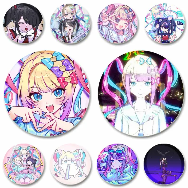 

Needy Girl Overdose Kangel Pins Tinplate Round Brooch Cartoon Girl Badge for Bags Jeans Hoodies Y2K Jewelry Accessories Gifts