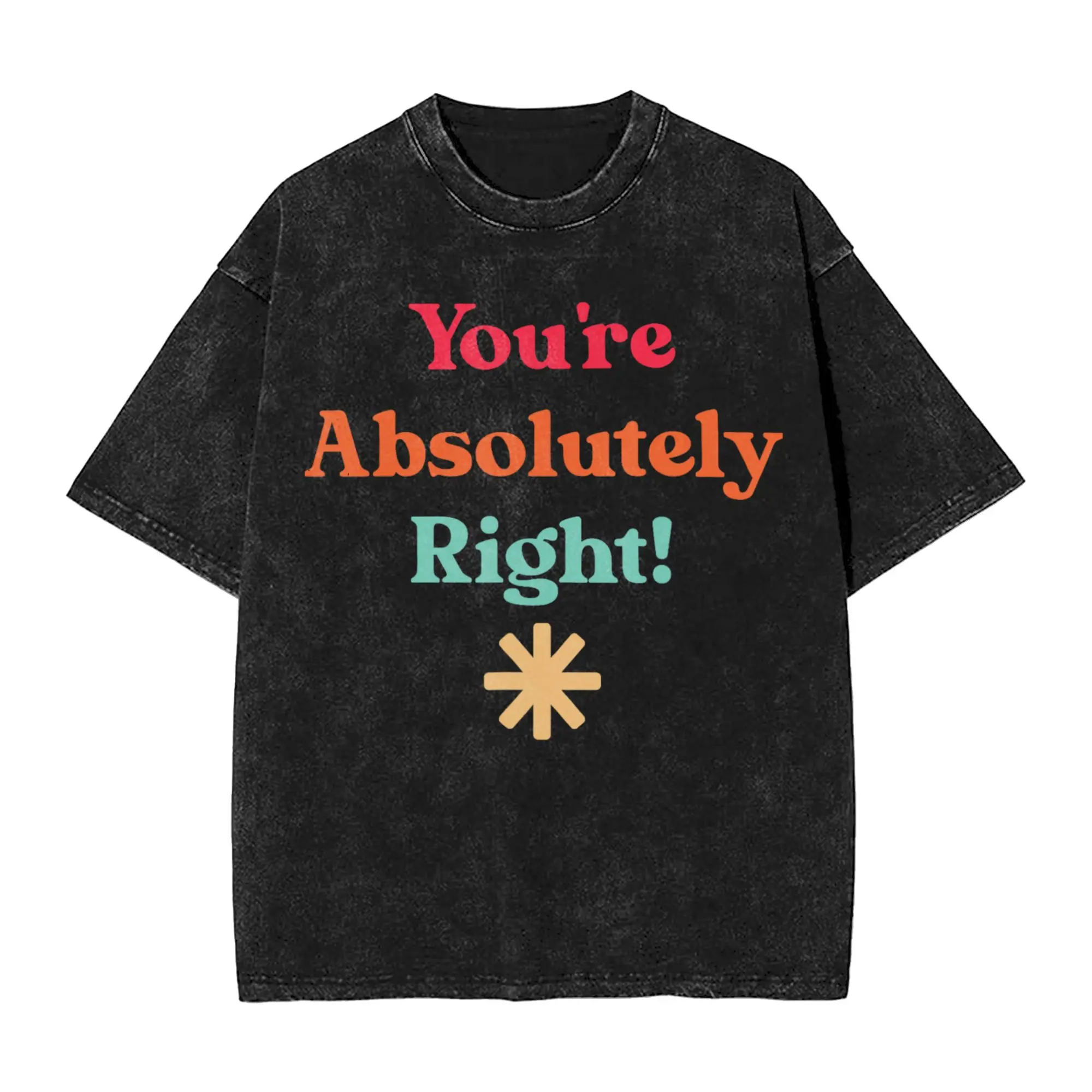 Graphic Printed Claude Code You're Absolutely Right  Washed T Shirts Apparel Harajuku T-Shirts  Men Women Tee