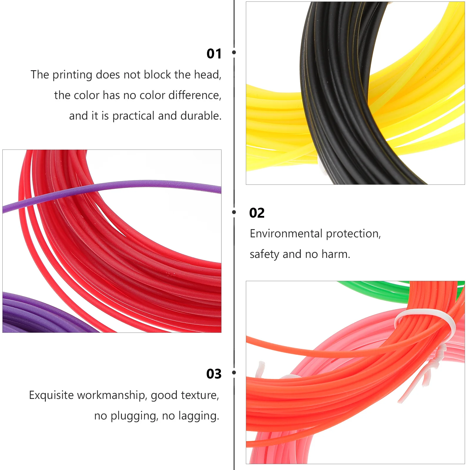 

10Pcs 3D Pen Filament Plastic Bright Compatibility Universal Printing Supplies Filament Refills for 3D Pen Printing