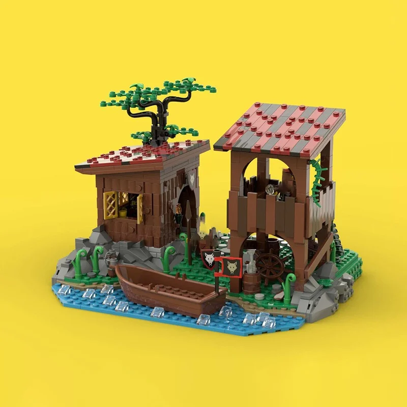 799 stücke MOC Wolfpack Verstecken Schloss Wolfpacked Modell Bausteine Architektur DIY Weihnachten Geschenke Idee Spielzeug Bildung Ziegel Kinder