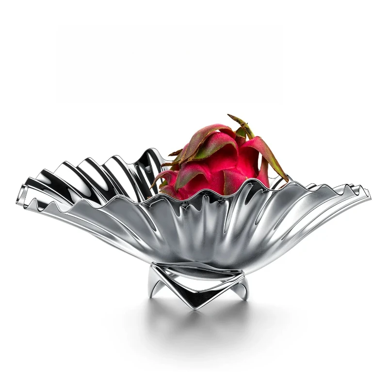 Luxury Lotus Fruit Plate ins Wind Stainless Steel Large Fruit Pocket Decorative Housewarming Gift
