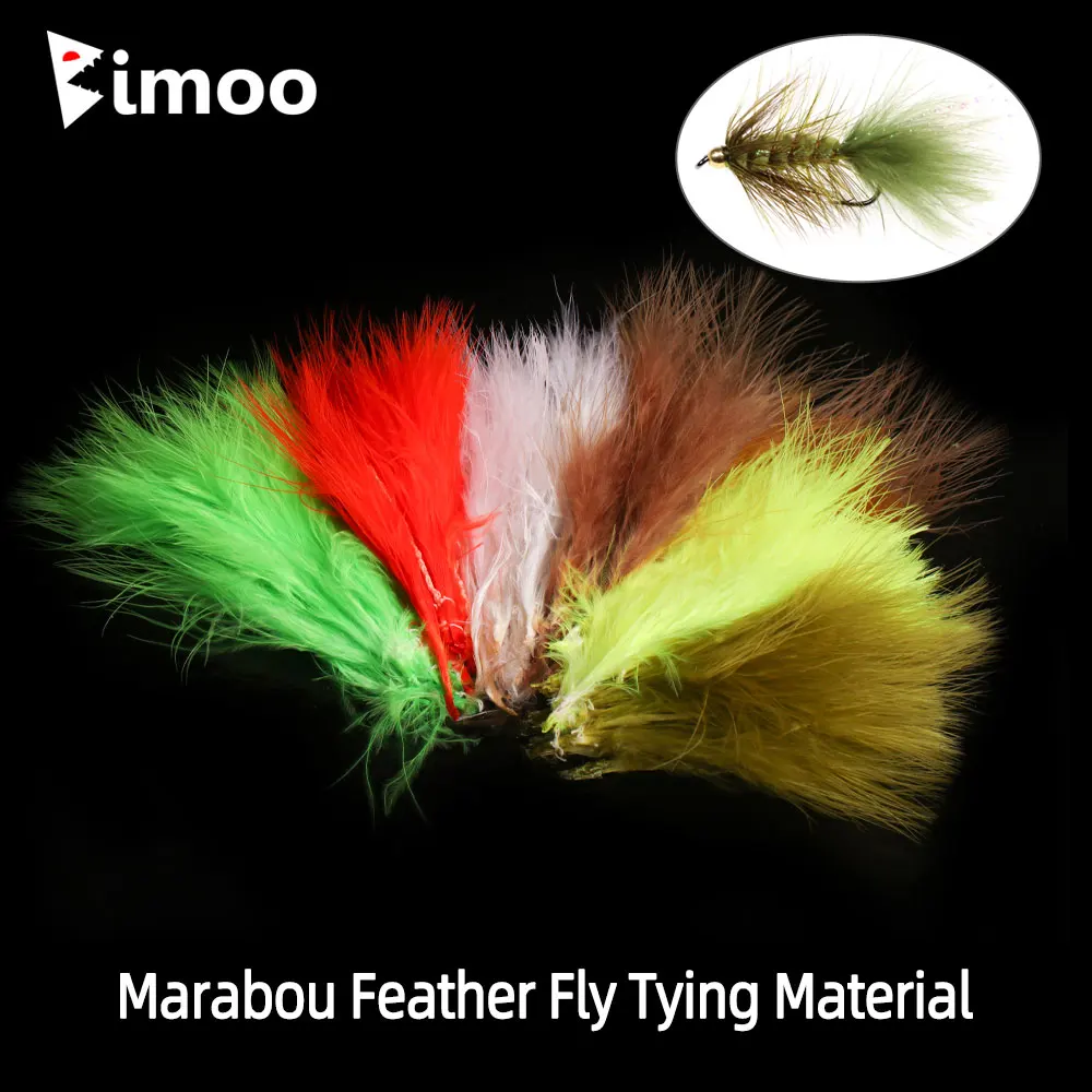 Bimoo 3.5g/Pack 3~4 inch Natural Marabou Feather Tying Streamer Flies Jig Lure Woolly Bugger Leech Fly Bait Fish Tying Material