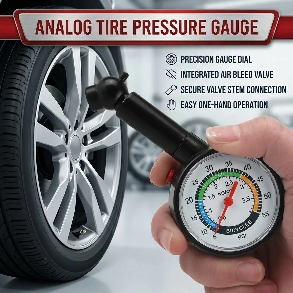 Analog Dial Tire Pressure Gauge, Wheel Tire Tyre Air Pressure Gauge Tester, Universal Fit Sedan SUV Motorcycle Truck RV, Heavy D