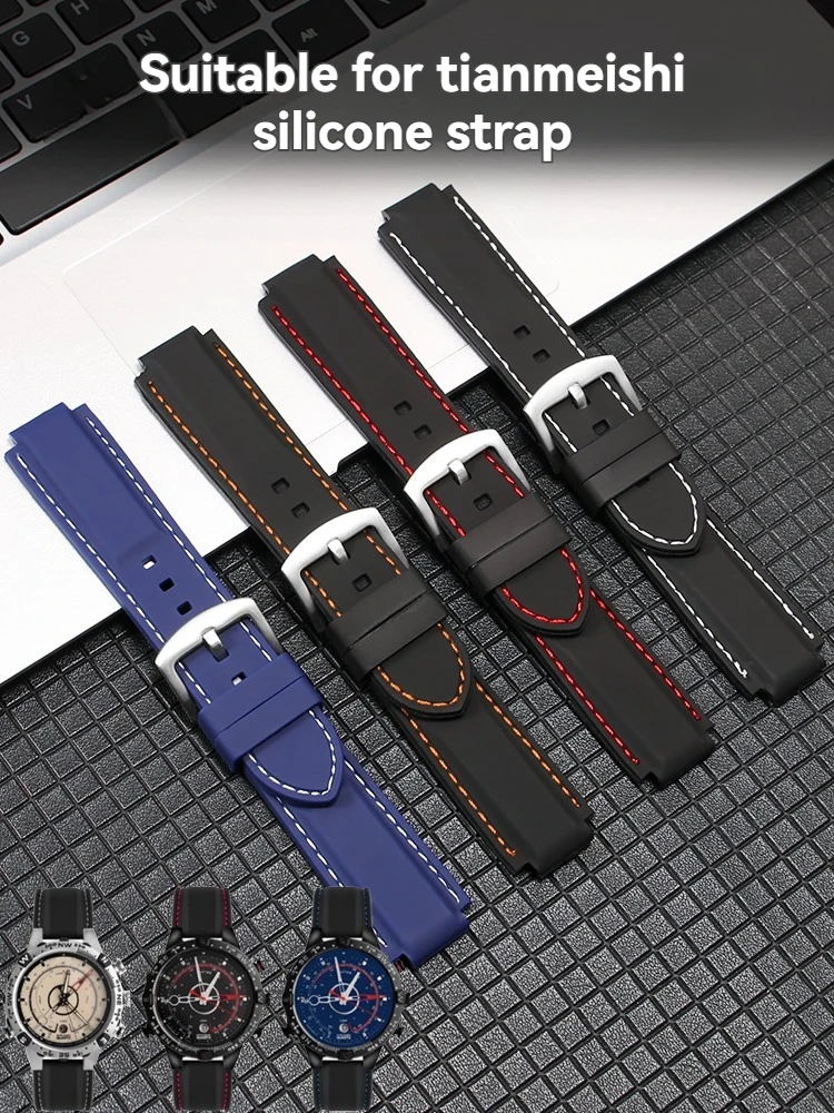 For TIMEX Tide Rubber Watch Band T2N720 721 Mountaineering Silicone Strap 24x16mm Men's watch accessories