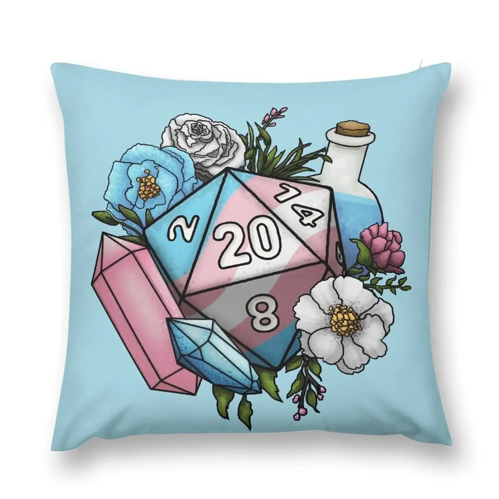 Pride Transgender D20 Tabletop RPG Gaming Dice Throw Pillow Christmas Pillow Cases Rectangular Cushion Cover pillow