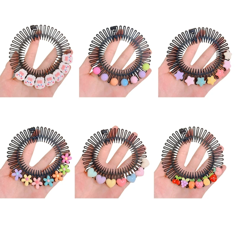 Full Circular Stretch Comb Headbands Flexible Plastic Circle Comb Full Circular Tooth Headband Hair Wrap Hairband Holder