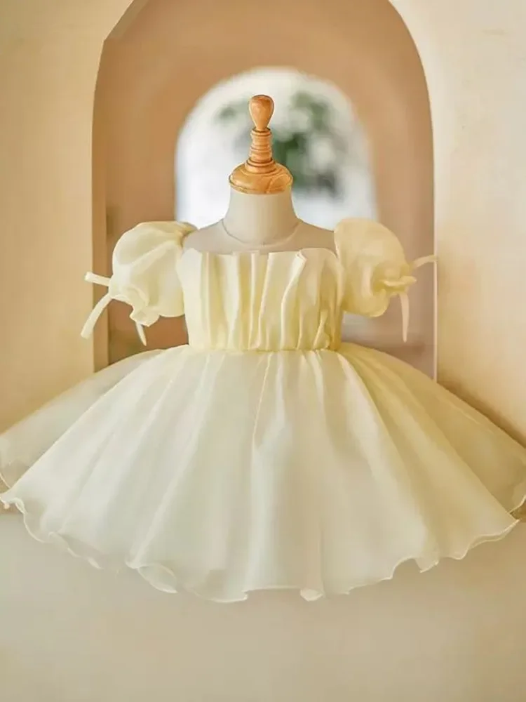 2024 New Children\'s Host Piano Performance Ball Gown Wedding Birthday Baptism Party Flower Girl Dresses A4138 Vestidos