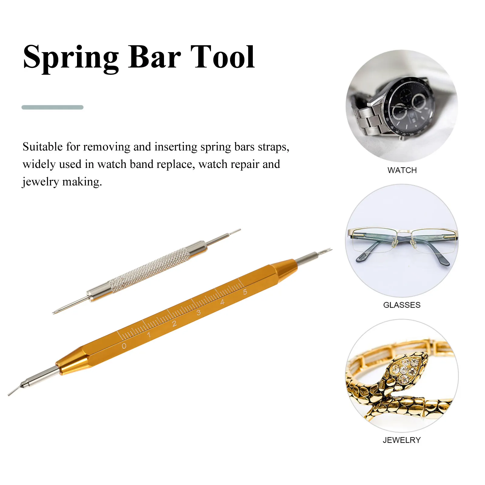 2Pcs Double-Ended Spring Bar Tool Watch Band Remover Pin Pusher for Change Watch Repair Jewelry Craft Applications